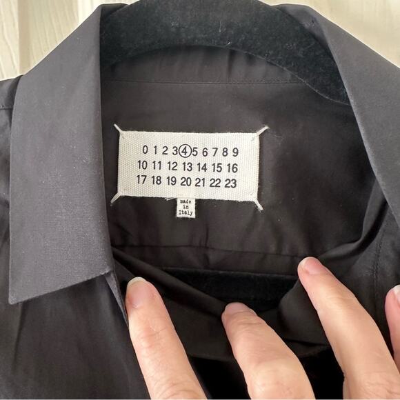 Maison Margiela MM4 Basic Tie Front Shirt Black IT 38 - Picture 5 of 10